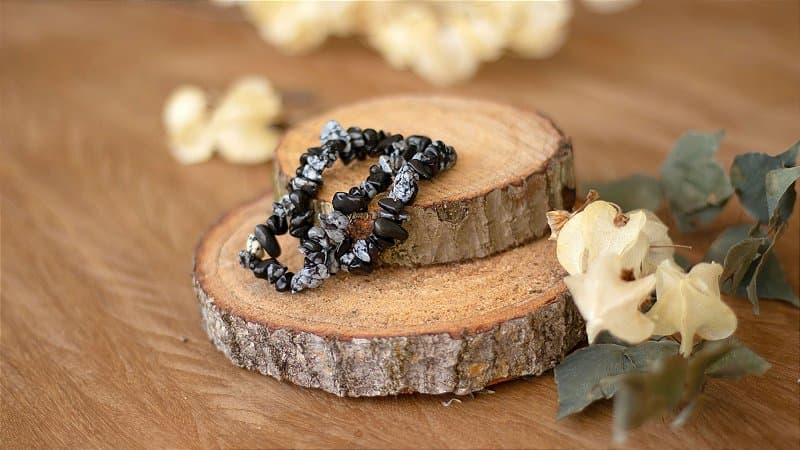 Obsidiana Floco de Neve - Pulseira