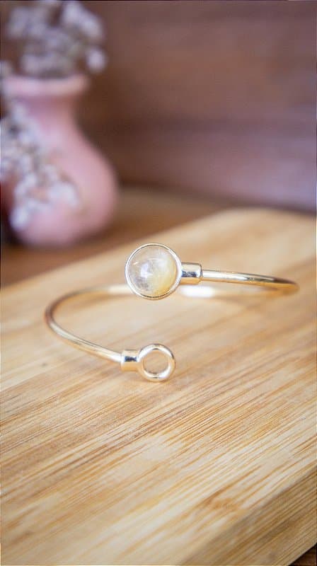 Pulseira Folheada a Ouro - Quartzo Rutilado