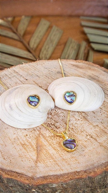 Conjunto Folheado a Ouro - Abalone
