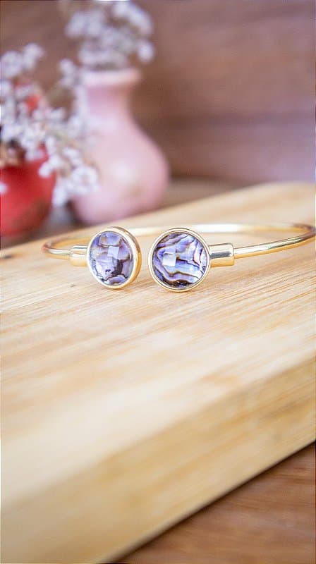 Pulseira Folheada a Ouro - Abalone
