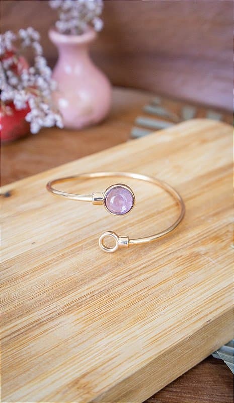 Pulseira Folheada a Ouro - Ametista