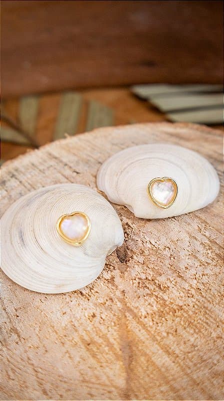 Brinco Folheado a Ouro com Nautilus - Coração