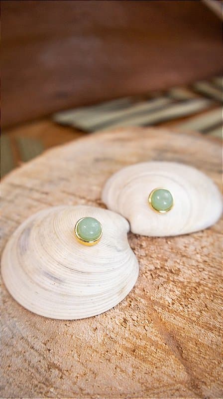 Brinco Folheado a Ouro - Quartzo Verde – Esfera